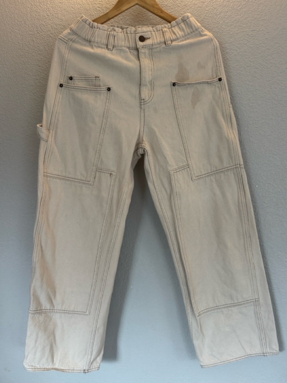 Paliskates MED Relaxed Wide-Leg Utility Pants in Natural Cream Skater Tilly’s